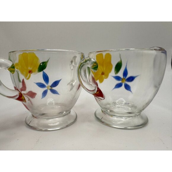 Vintage Bartlett Collins Creamer Sugar Bowl Floral Yellow Blue Gay Fad 50’s Vtg - Picture 5 of 9